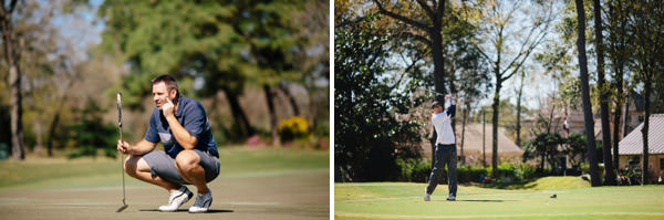 Wedding party playing golf at Champions Golf Club