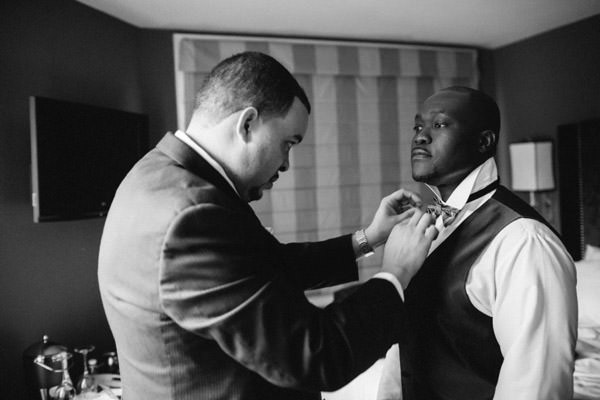 Groom getting ready in Hotel Zaza's Black Label suite