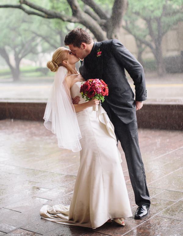 rainy wedding photo